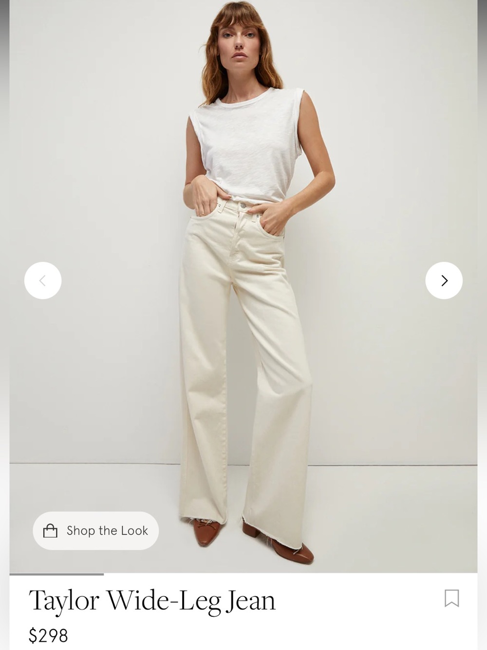 Veronica Beard NWT Taylor Relaxed Wide Leg High Rise Jeans in Ecru, 29x31